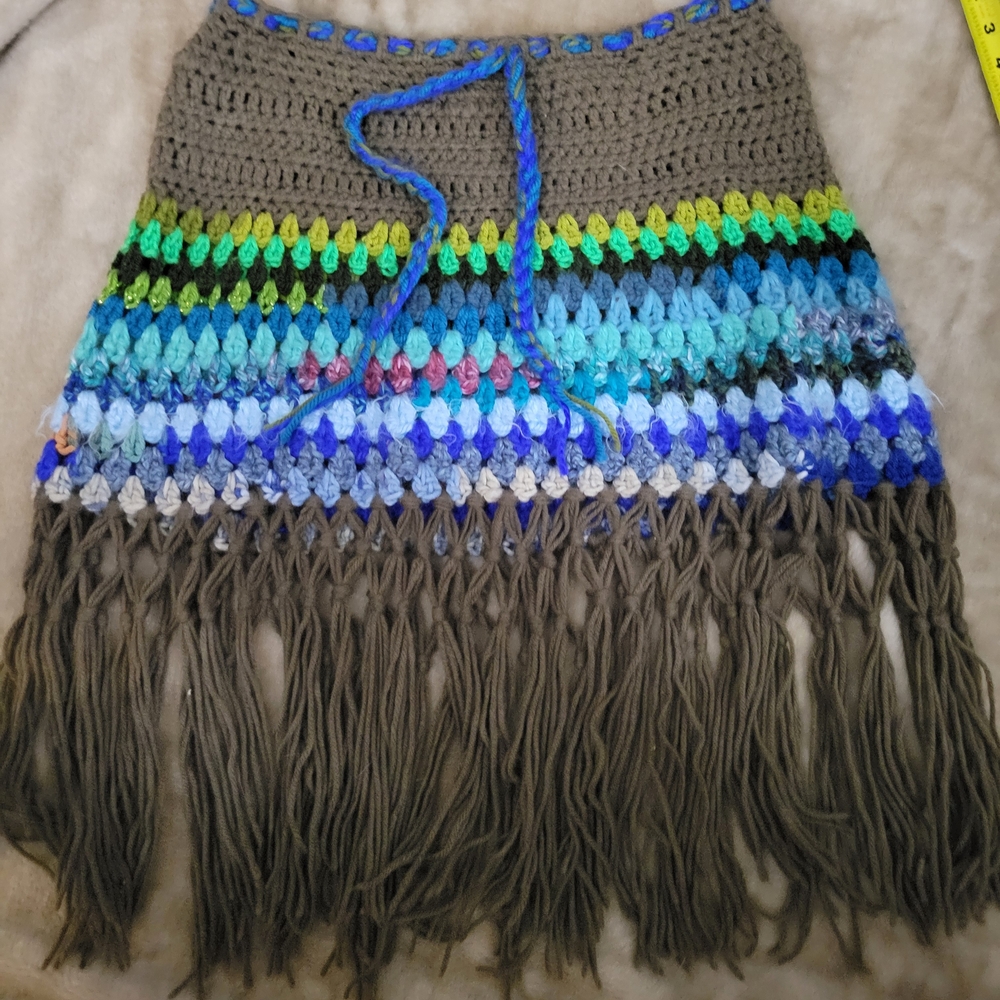 Multicolor Crochet Fringe Skirt